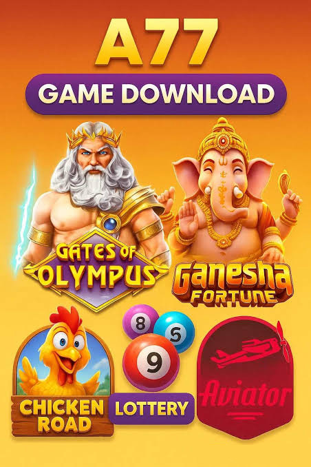 Game collection poster showing Gates of Olympus, Ganesha Fortune, Chicken Road, lottery and Aviator
